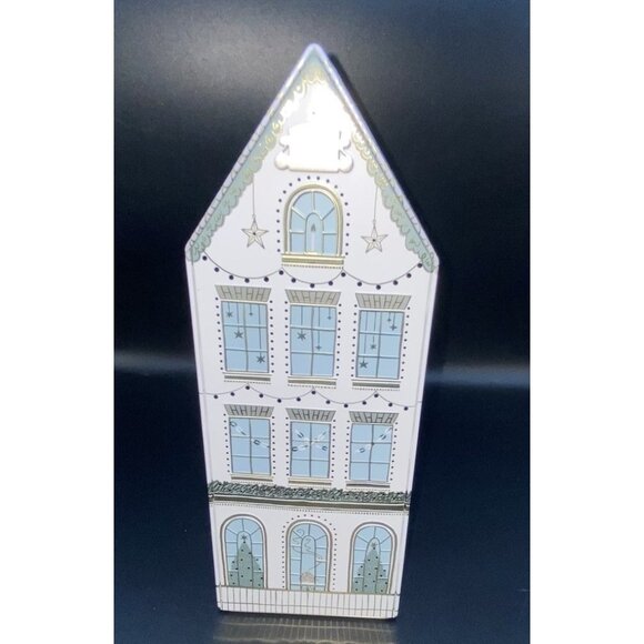 M&S Marks & Spencer Christmas Cookie Tin House LED Light Up Holiday 10" Empty - Picture 10 of 16
